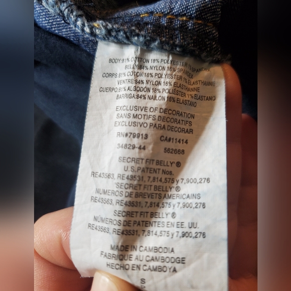 Oh Baby by Motherhood Jean Shorts Denim Blue with pockets Stretch Belly Size S - Picture 5 of 7